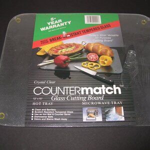 Clear TEMPERED GLASS CUTTING BOARD COUNTER SAVER Microwave Tray 12X15"